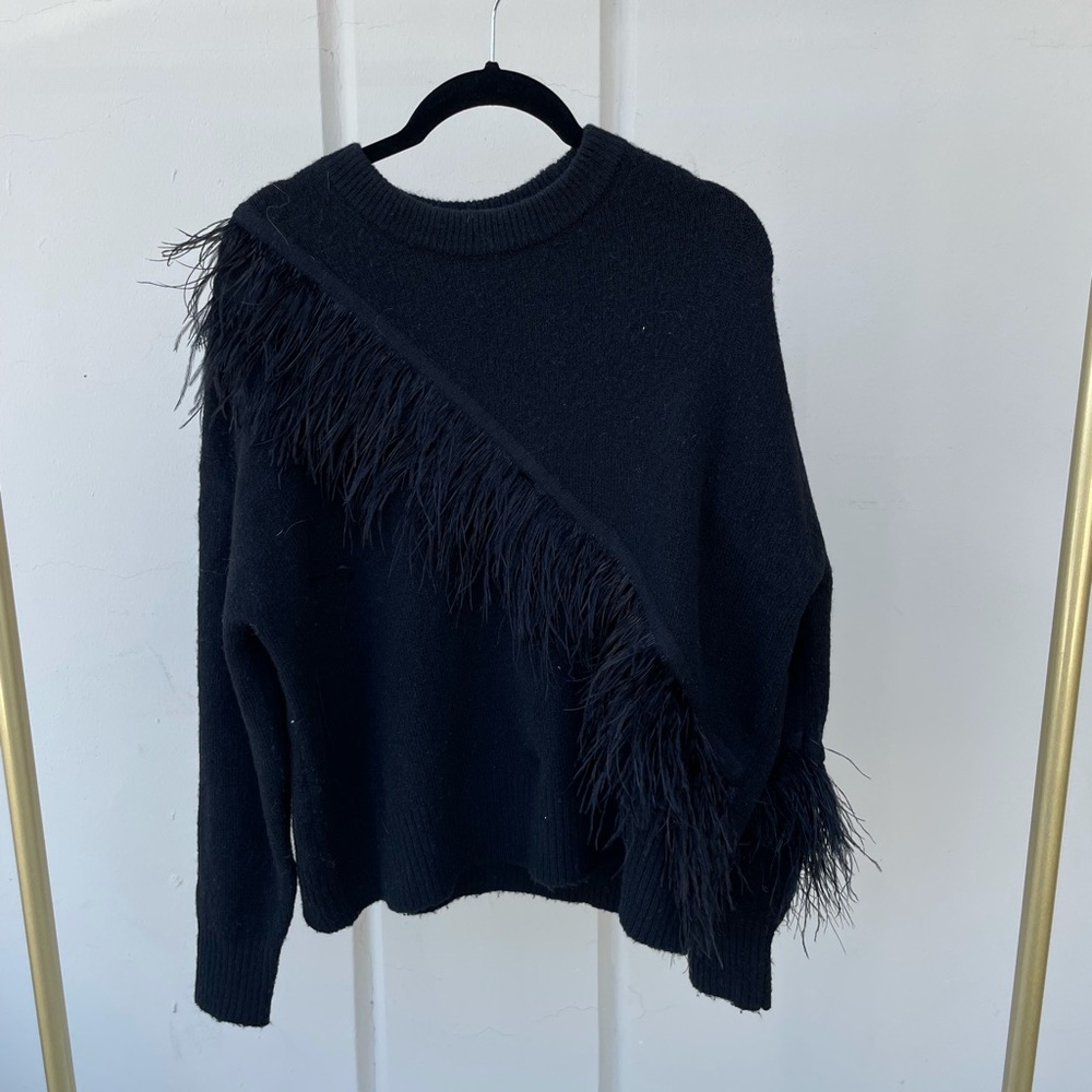 Cinq a sept Black feather sweater size xs